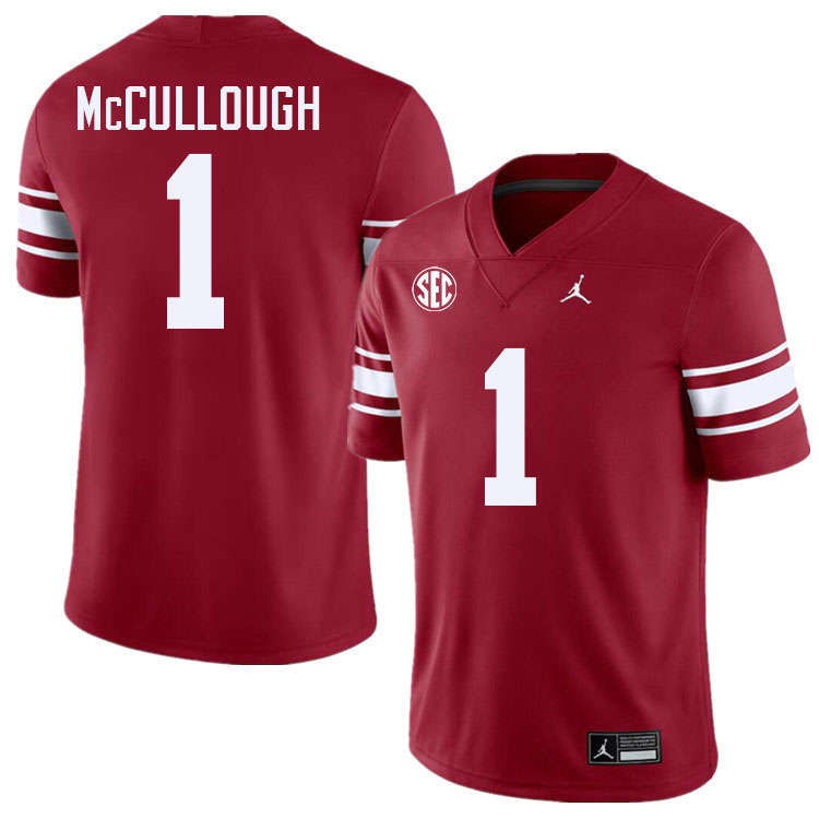 Men #1 Dasan McCullough Oklahoma Sooners 2024 SEC Conference College Football Jerseys-Throwback